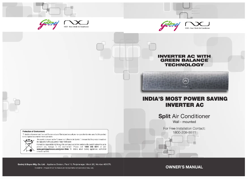 Página 1 del manual Manual de usuario Godrej NXW Air Conditioner