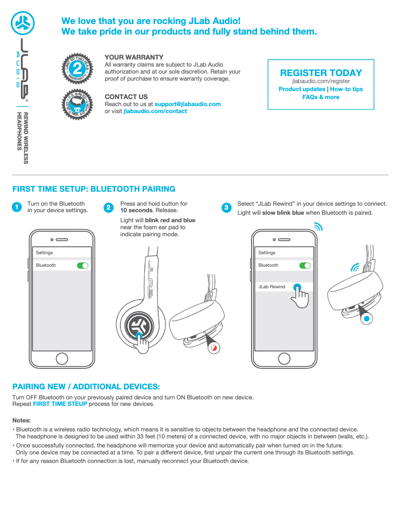 Page n°1 - Manuel utilisateur JLab Rewind Wireless Retro