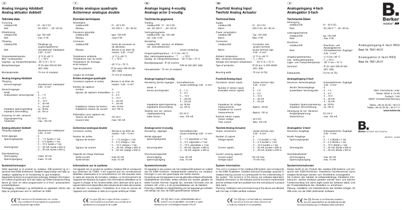 Page 1 de la notice Manuel utilisateur Berker 75414001