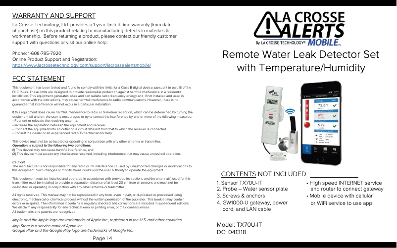 Page 1 de la notice Manuel utilisateur La Crosse Technology 926-25104-WGB