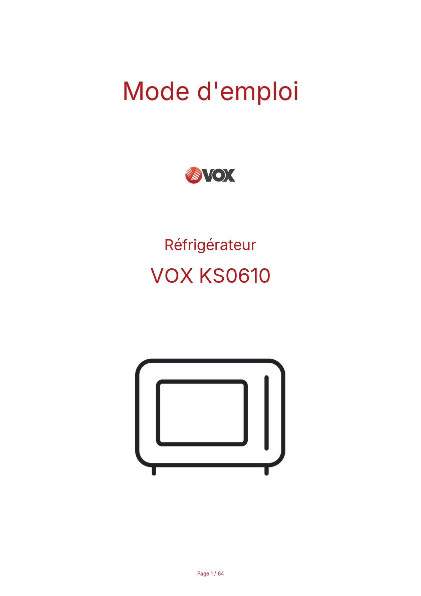 Page n°1 - Mode d'emploi VOX KS0610