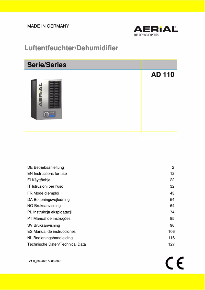 Page n°1 - Manuel utilisateur Aerial AD 110