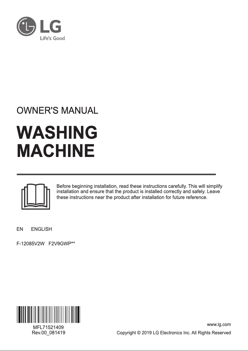 Page 1 de la notice Manuel utilisateur LG F-12085V2W