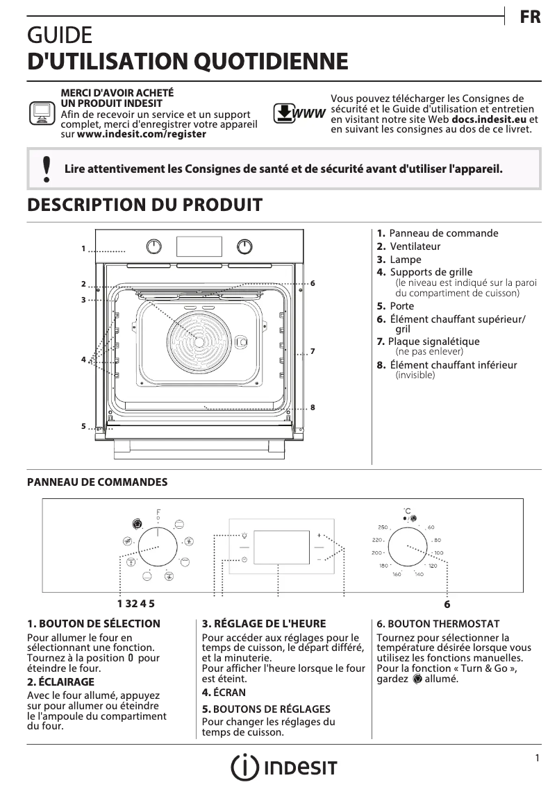 Page 1 de la notice Manuel utilisateur Indesit IFW6540CIX