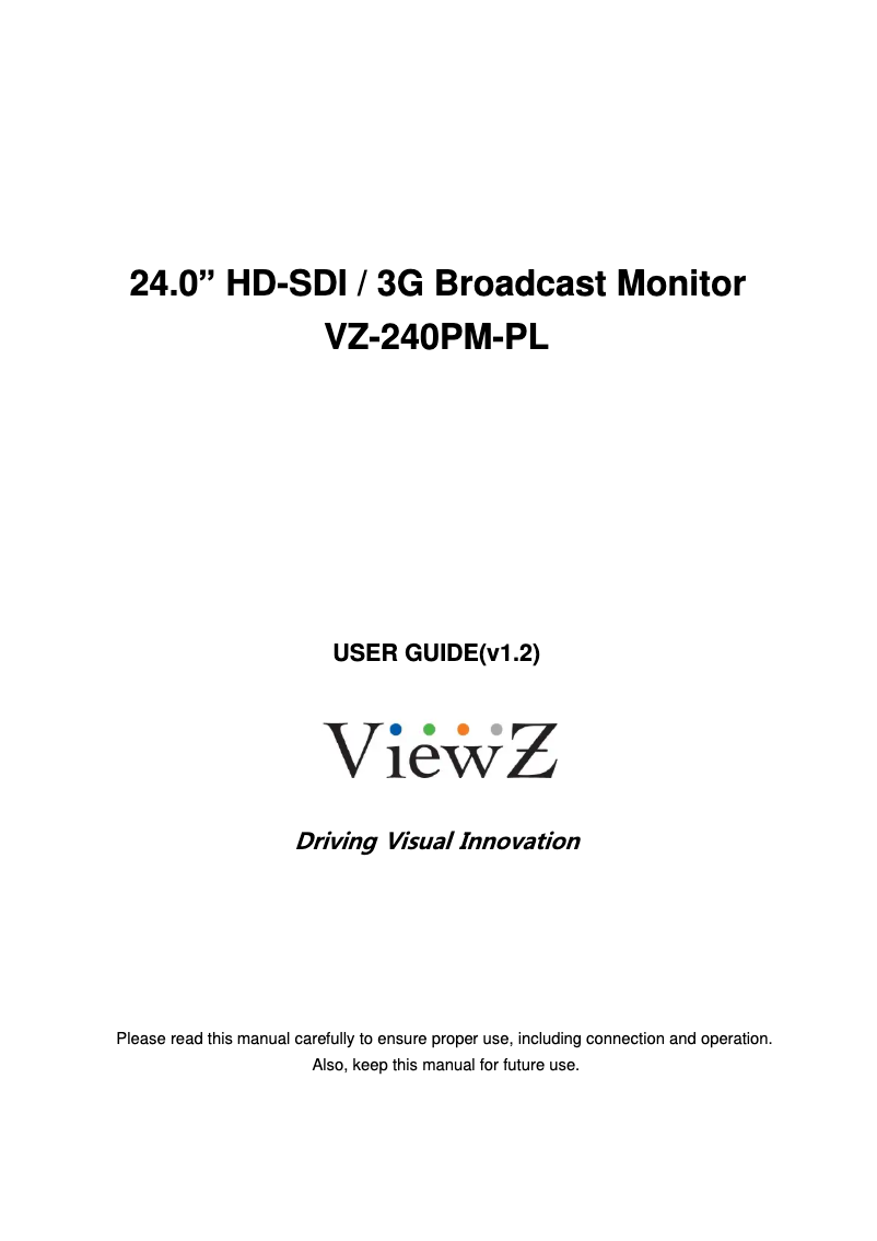 Page 1 de la notice Manuel utilisateur ViewZ VZ-240PM-PL