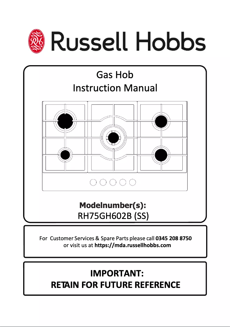 Page n°1 - Manuel utilisateur Russell Hobbs RH75GH602B