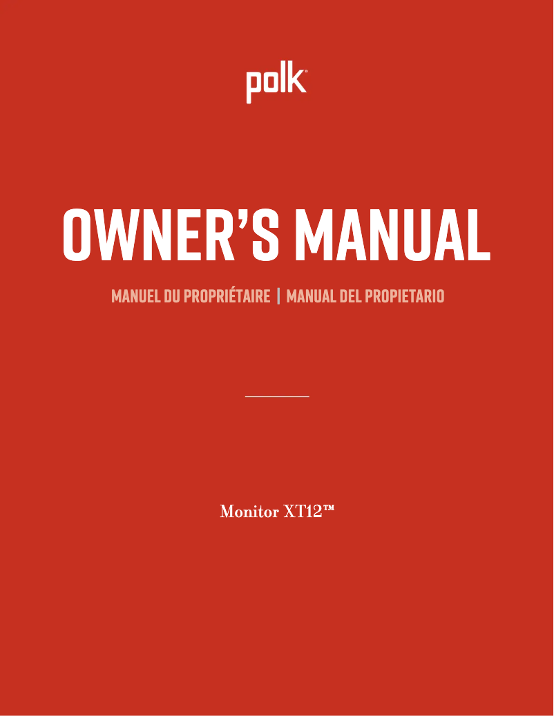 Page 1 de la notice Manuel utilisateur Polk Monitor XT12