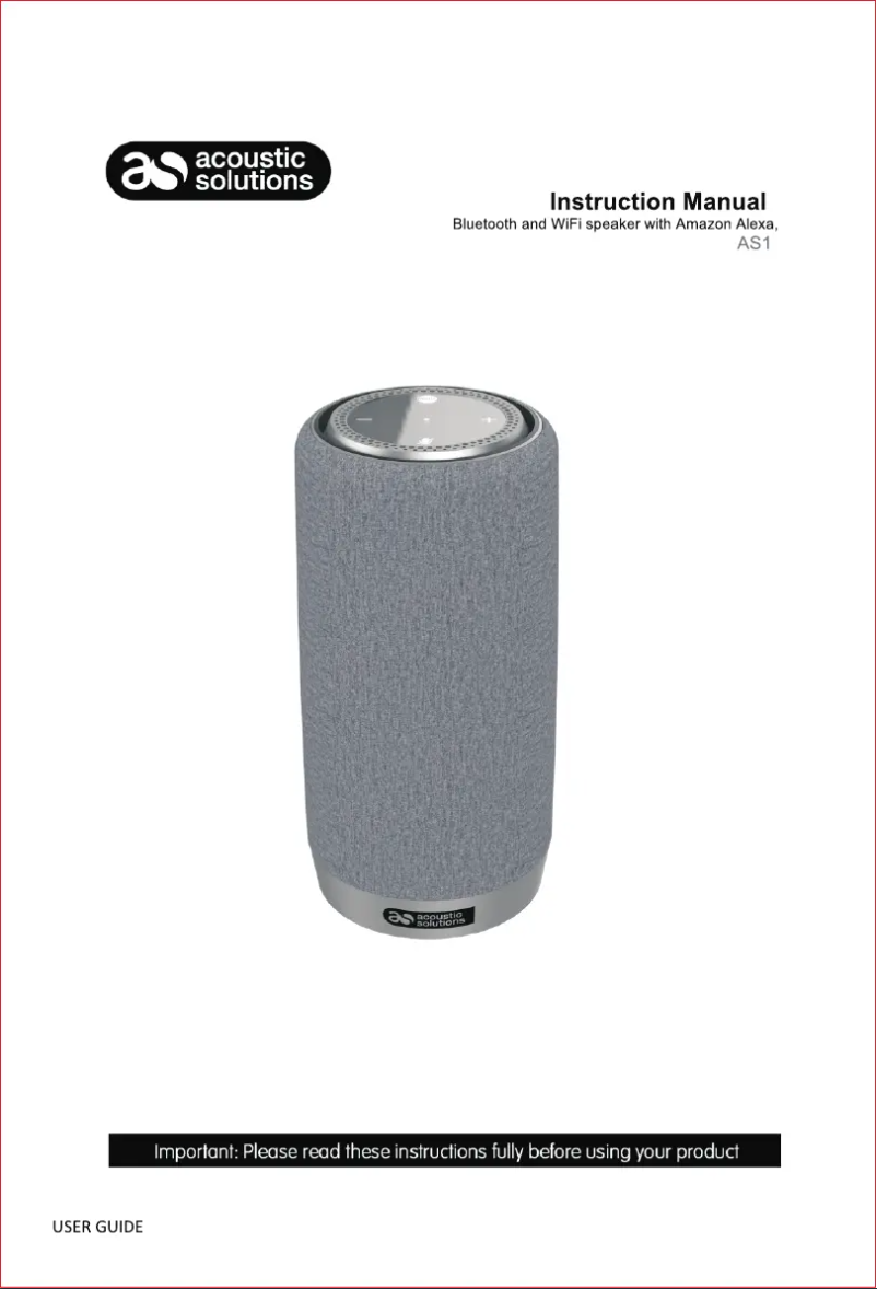 Page n°1 - Manuel utilisateur Acoustic Solutions AS1