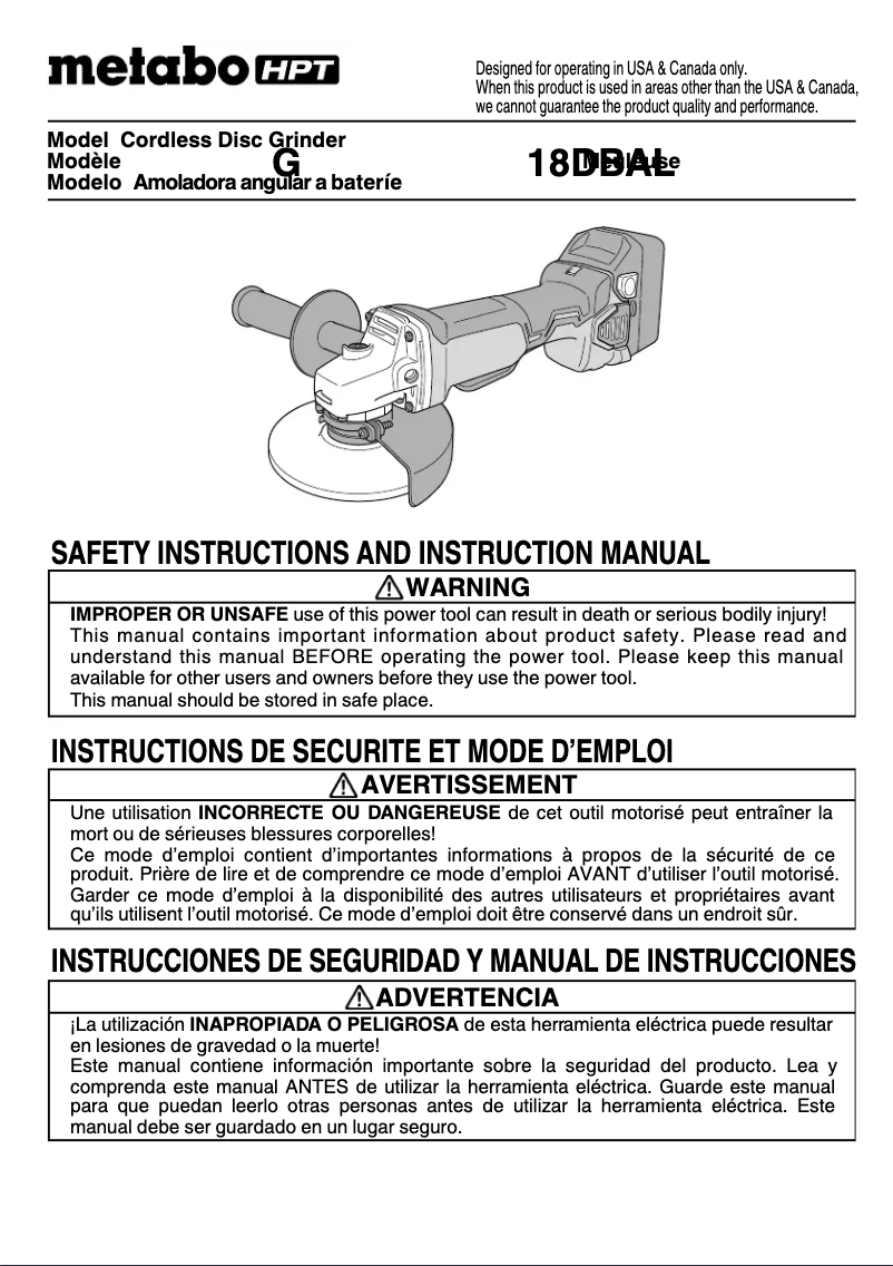 First page image of the manual for G 18DBAL