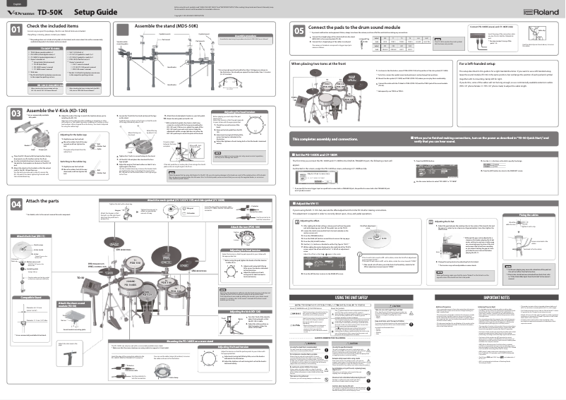 Page n°1 - Guide d'installation Roland TD-50K180