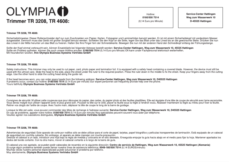 Image de la première page du manuel de l'appareil TR 4608