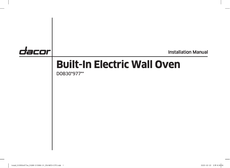 Page 1 de la notice Guide d'installation Dacor Modernist DOB30T977DS