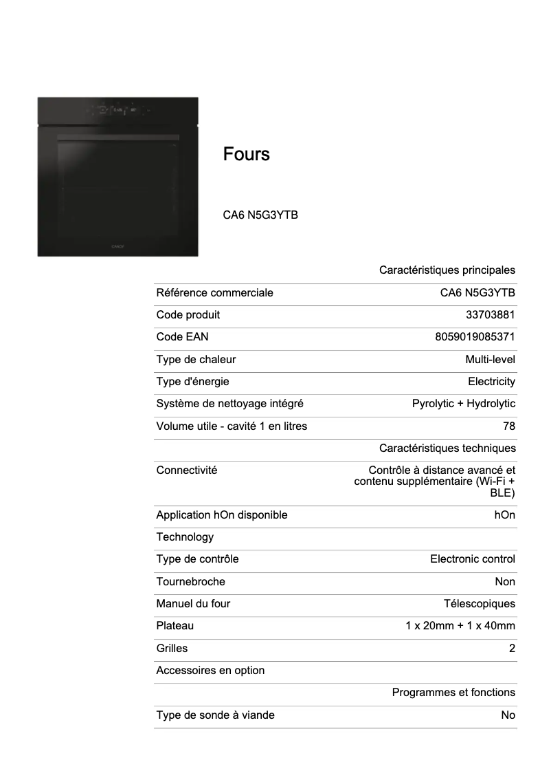 Image de la première page du manuel de l'appareil CA6 N5G3YTB