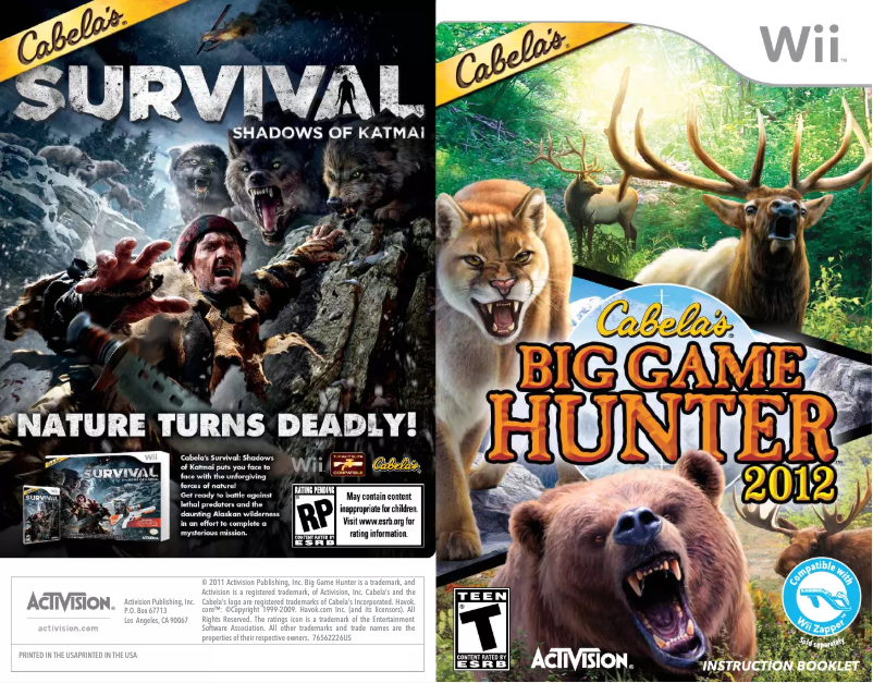 Page 1 de la notice Manuel utilisateur Nintendo Cabelas Big Game Hunter 2012 (Wii)
