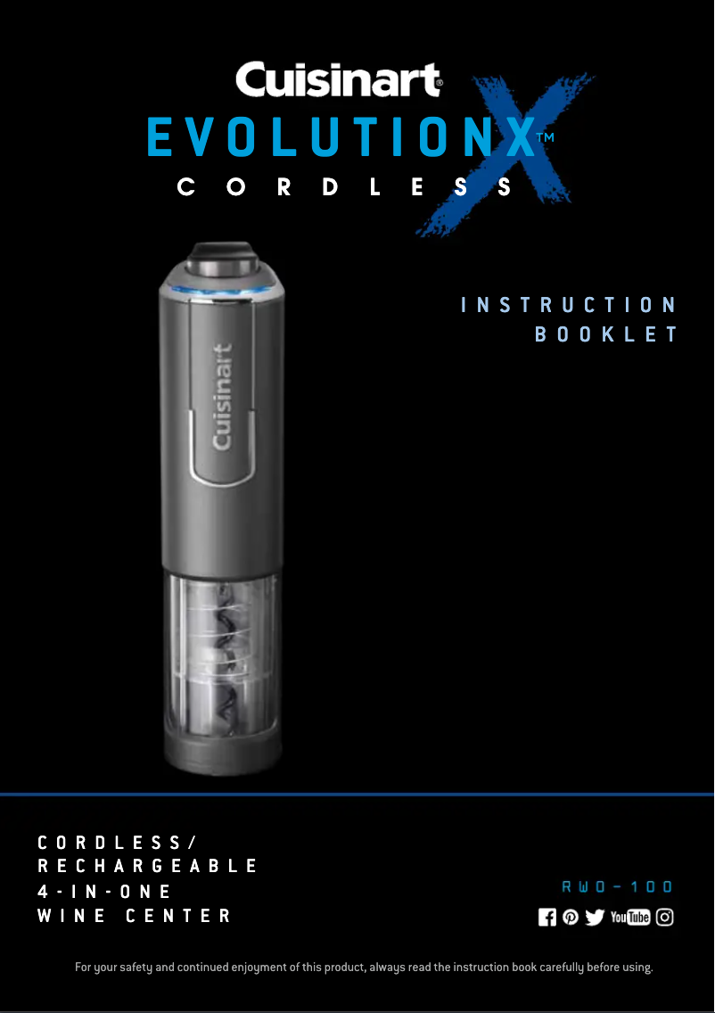 Page 1 de la notice Manuel utilisateur Cuisinart Evolution X RWO-100