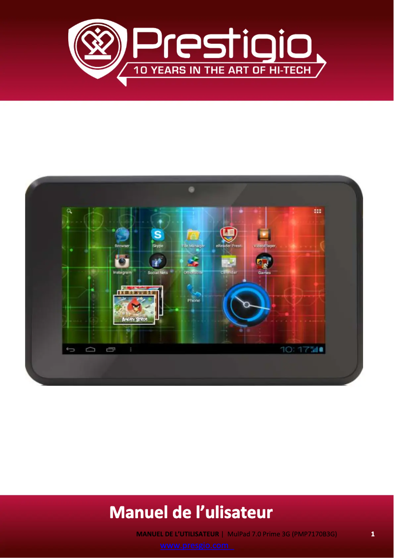 Page 1 de la notice Manuel utilisateur Prestigio MultiPad 7.0 Prime