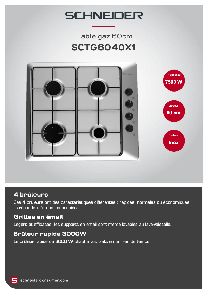 Page 1 de la notice Fiche technique Schneider SCTG6040X1