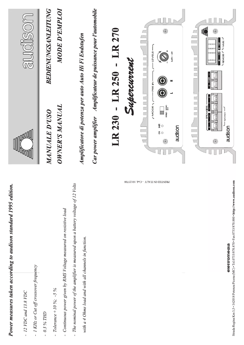 Image de la première page du manuel de l'appareil LR 270