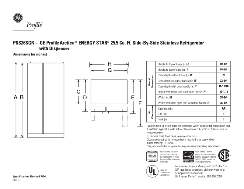 Imagen de la primera página del manual del dispositivo Profile PSS26SGRSS