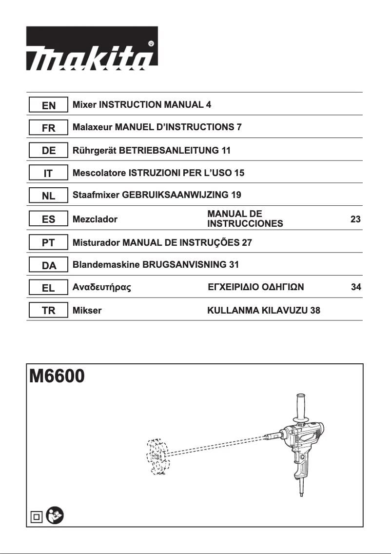 Page 1 de la notice Manuel utilisateur Makita M6600