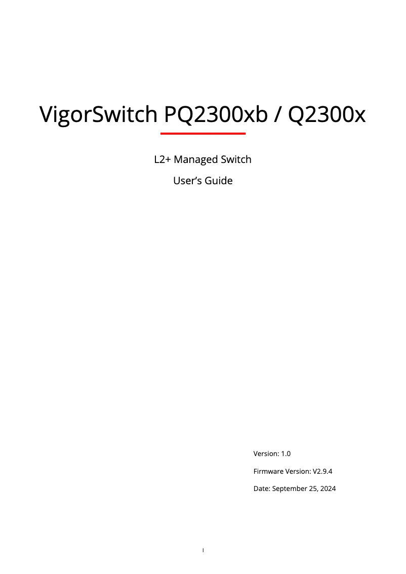 Image de la première page du manuel de l'appareil VigorSwitch PQ2300xb