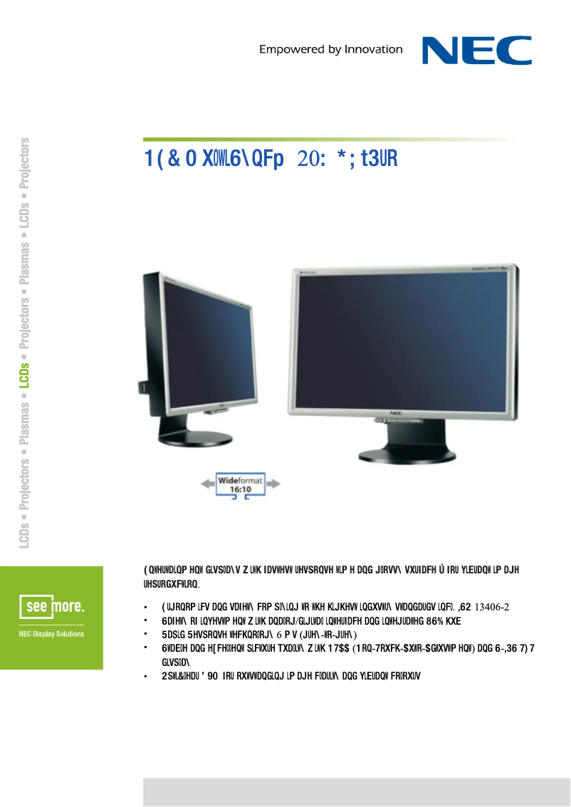 Image de la première page du manuel de l'appareil MultiSync 20WGX² Pro