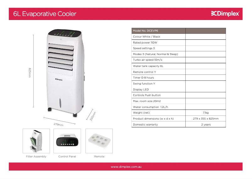 Page n°1 - Fiche technique Dimplex DCEVP6