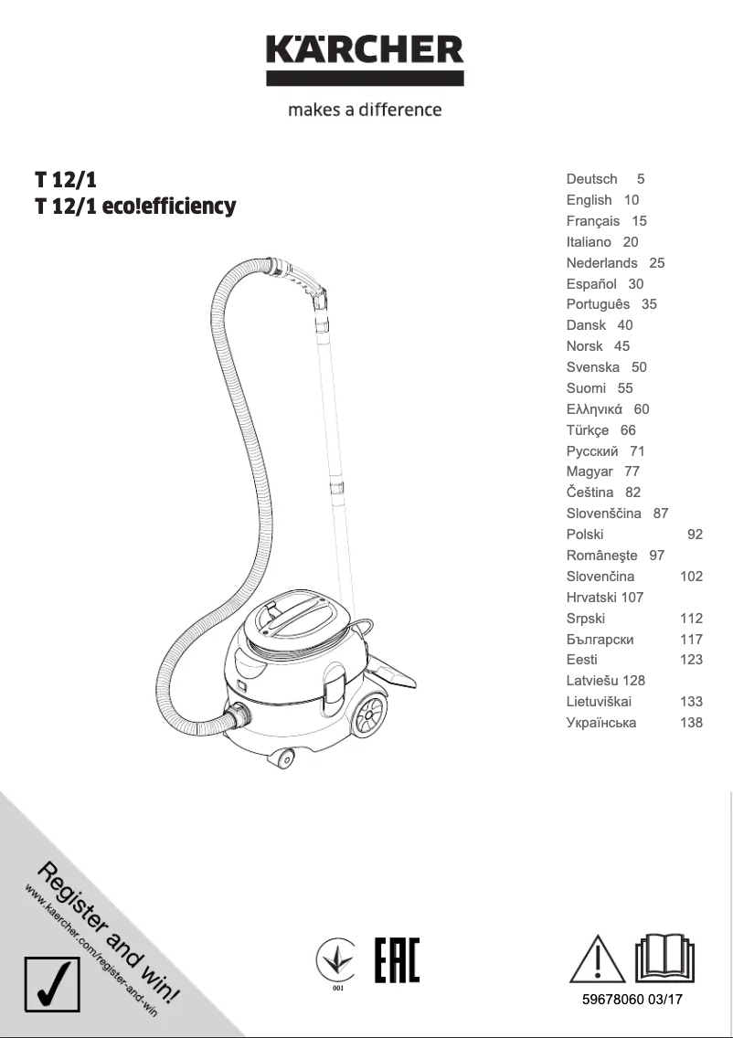 Page n°1 - Manuel utilisateur Kärcher T 12/1