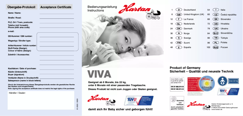 Page 1 de la notice Manuel utilisateur Hartan Viva GTR