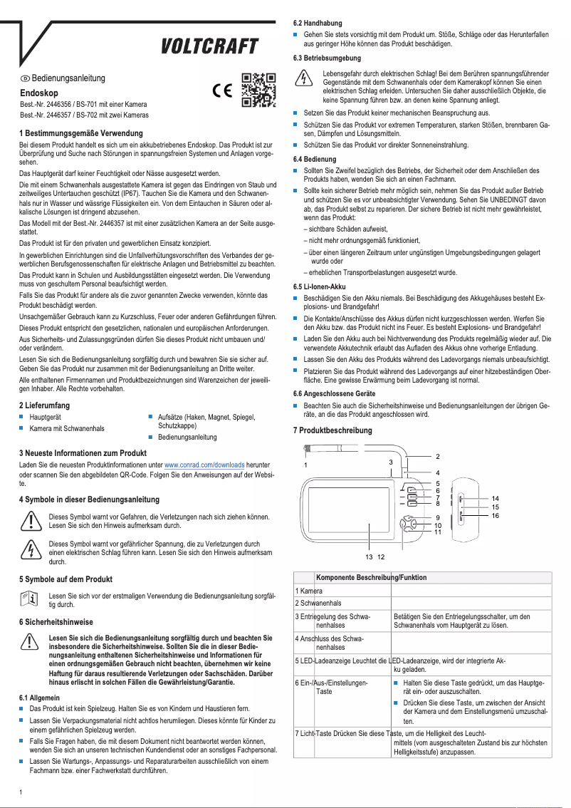 Page 1 de la notice Manuel utilisateur Voltcraft BS-701SE+IP