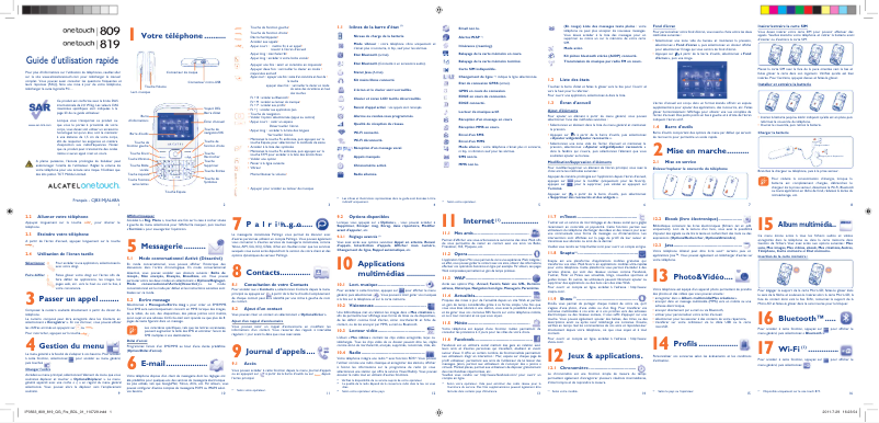 Page n°1 - Manuel utilisateur Alcatel One Touch 819