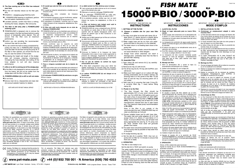 Page 1 de la notice Manuel utilisateur Closer Pets Fish Mate 271