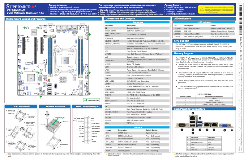 Página 1 del manual Guía de inicio rápido Supermicro X11SRM-F