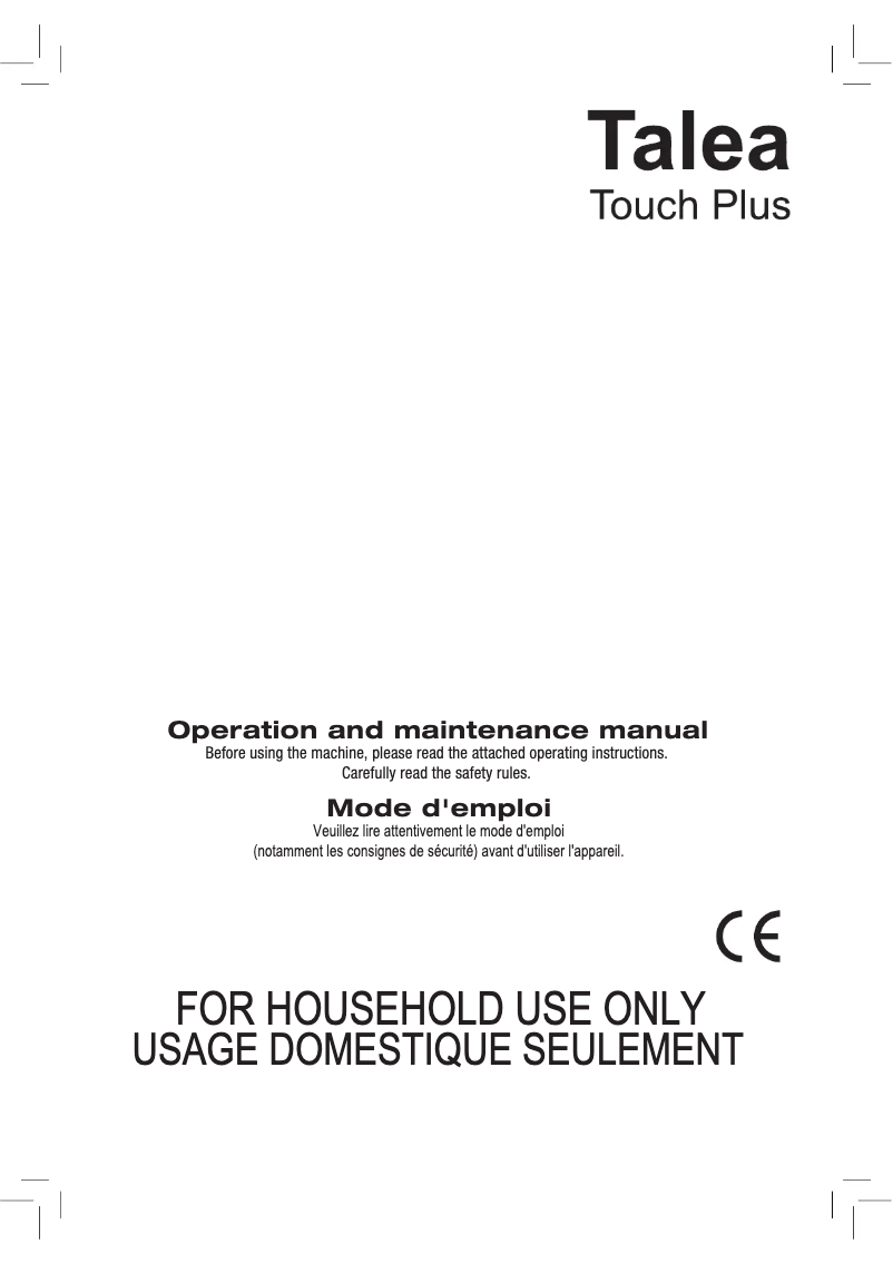 Page 1 de la notice Manuel utilisateur Philips Saeco Talea RI9829