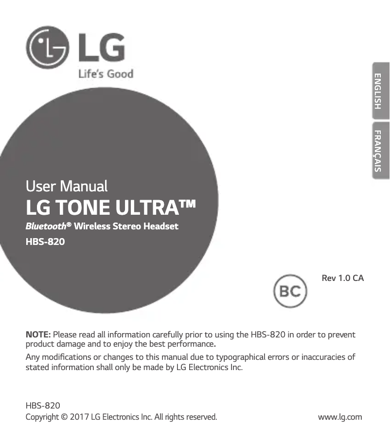 Image de la première page du manuel de l'appareil ULTRA HBS-820