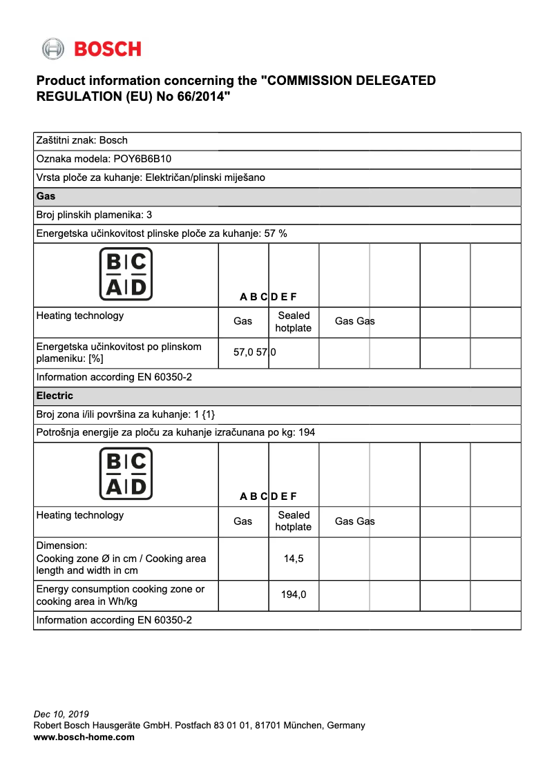 Page 1 de la notice Manuel utilisateur Bosch POY6B6B10