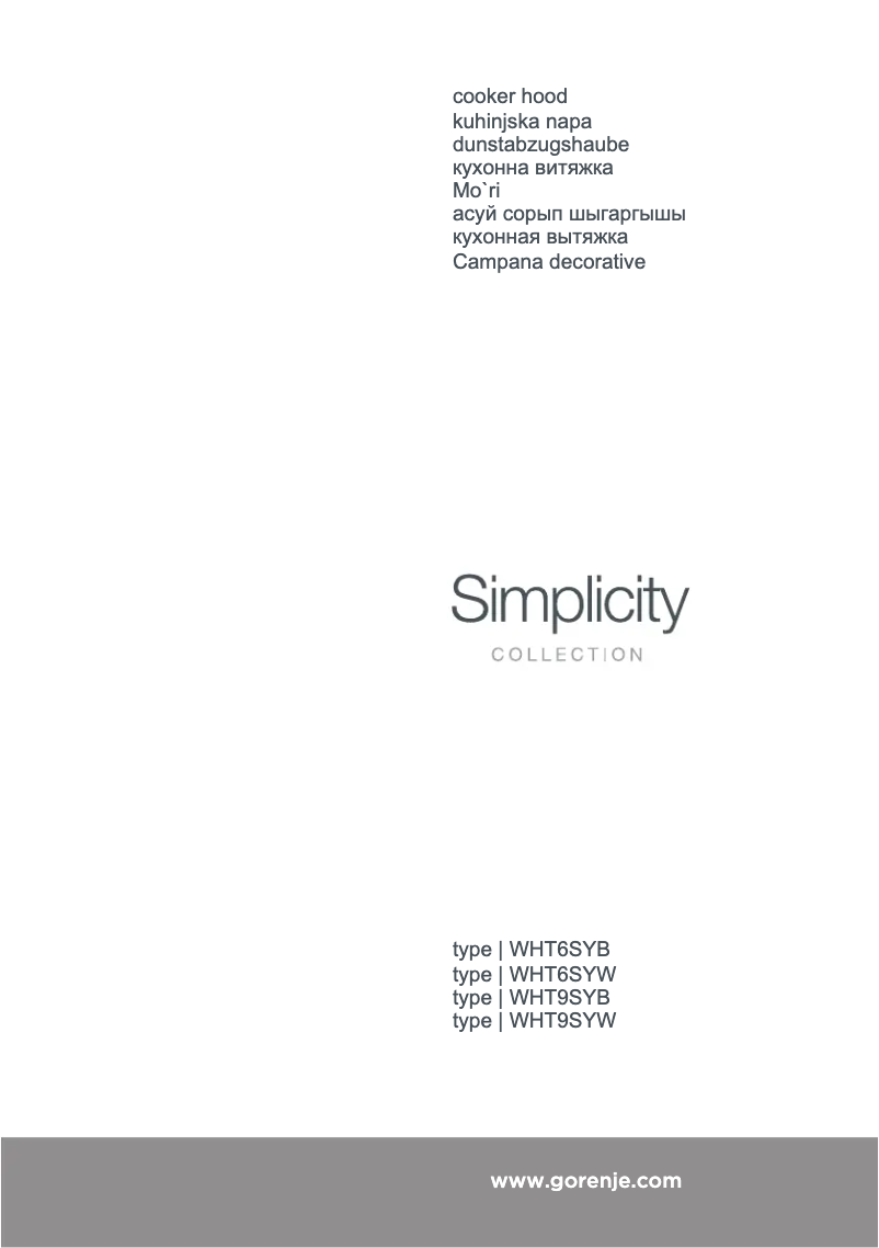 Page n°1 - Manuel utilisateur Gorenje WHT9SYB