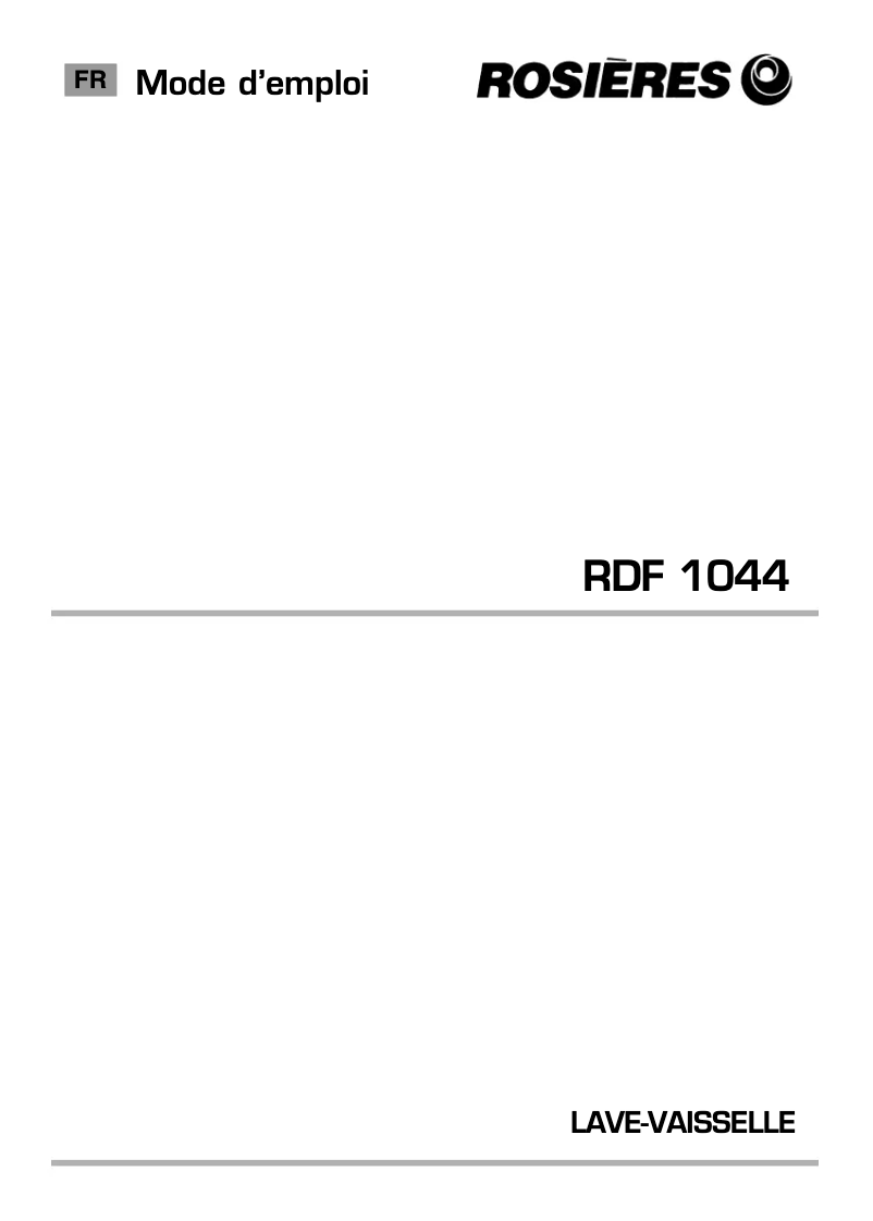 Image de la première page du manuel de l'appareil RDF 1044/1