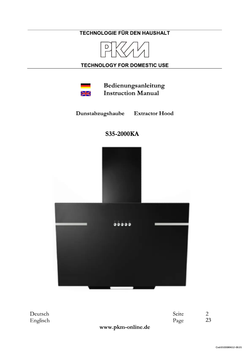 Page n°1 - Manuel utilisateur PKM S35-2000KA