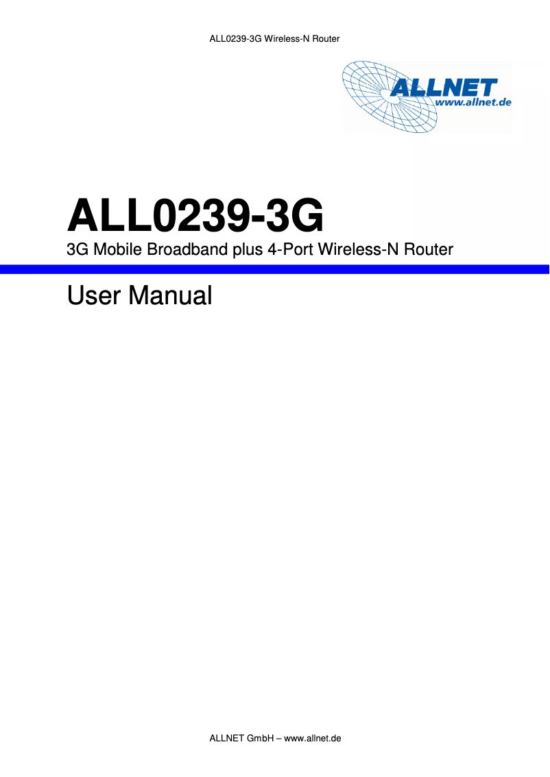 Page n°1 - Manuel utilisateur Allnet ALL0239-3G