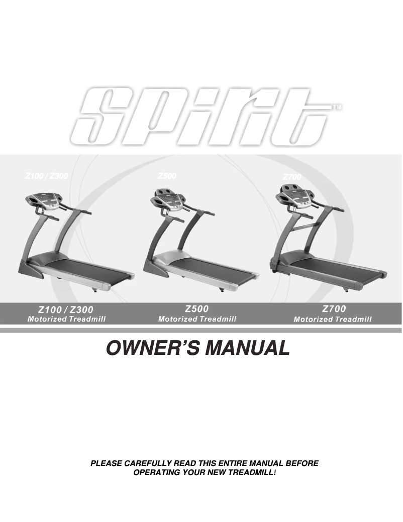 Image de la première page du manuel de l'appareil Z700 Motorized Treadmill