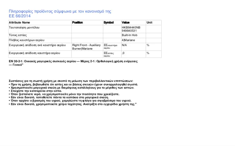 Page 1 de la notice Manuel utilisateur AEG HKB64440NB
