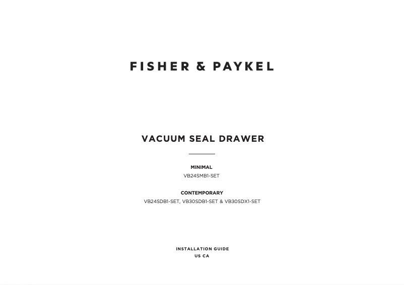 Page 1 de la notice Guide d'installation Fisher & Paykel VB24SMB1-SET