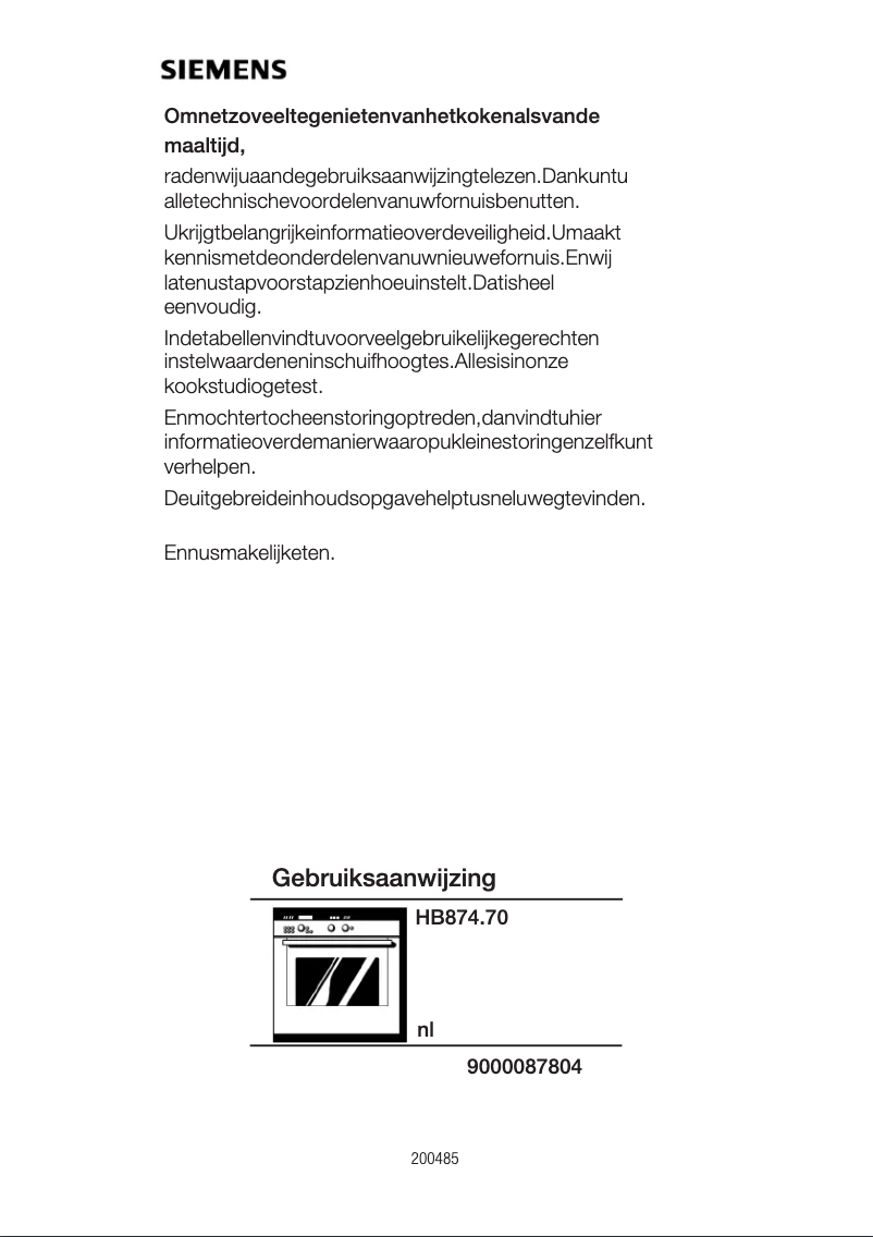 Page 1 de la notice Manuel utilisateur Siemens HB874.70