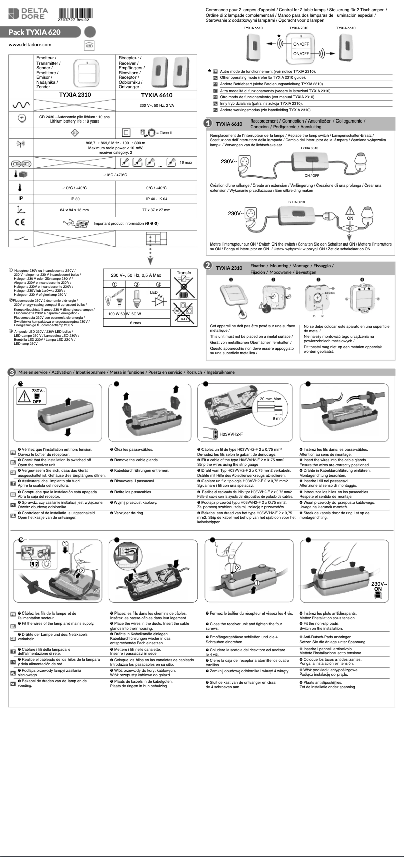Page 1 de la notice Manuel utilisateur Delta Dore Tyxia 620