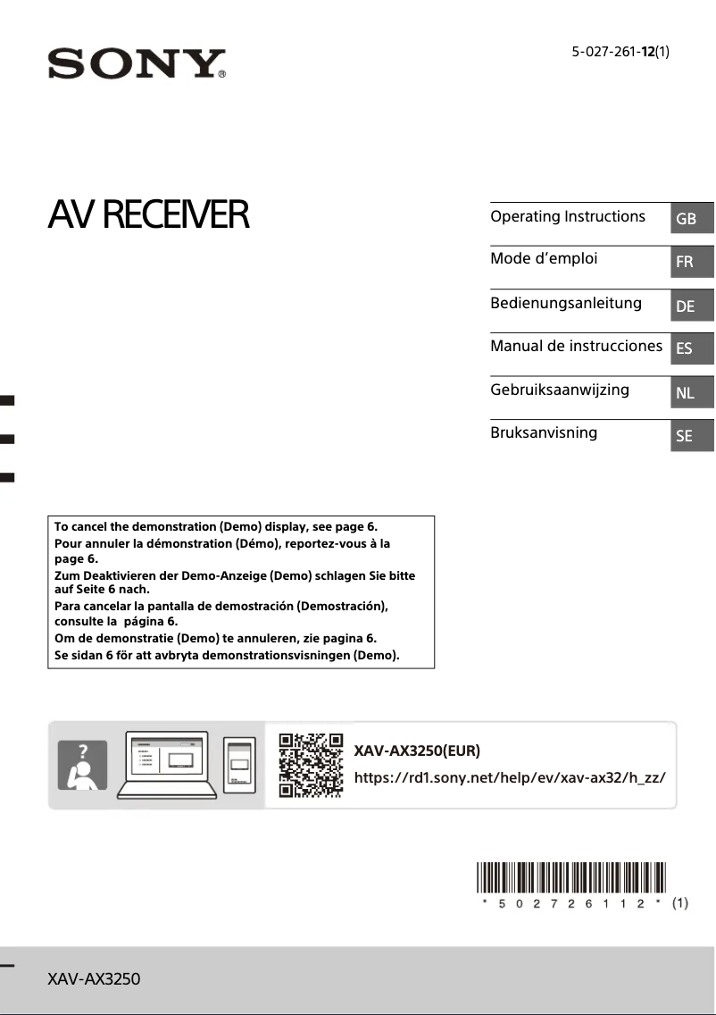 Image de la première page du manuel de l'appareil XAV-AX3250