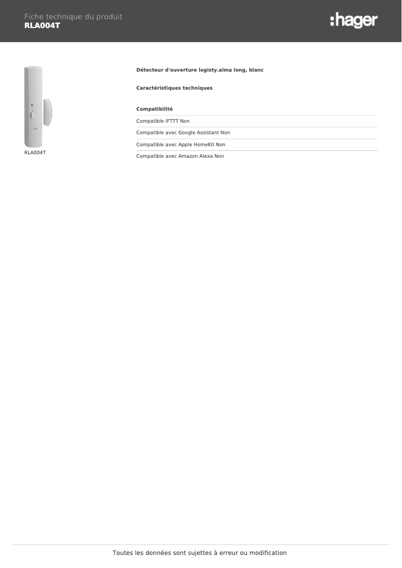 Image de la première page du manuel de l'appareil RLA004T