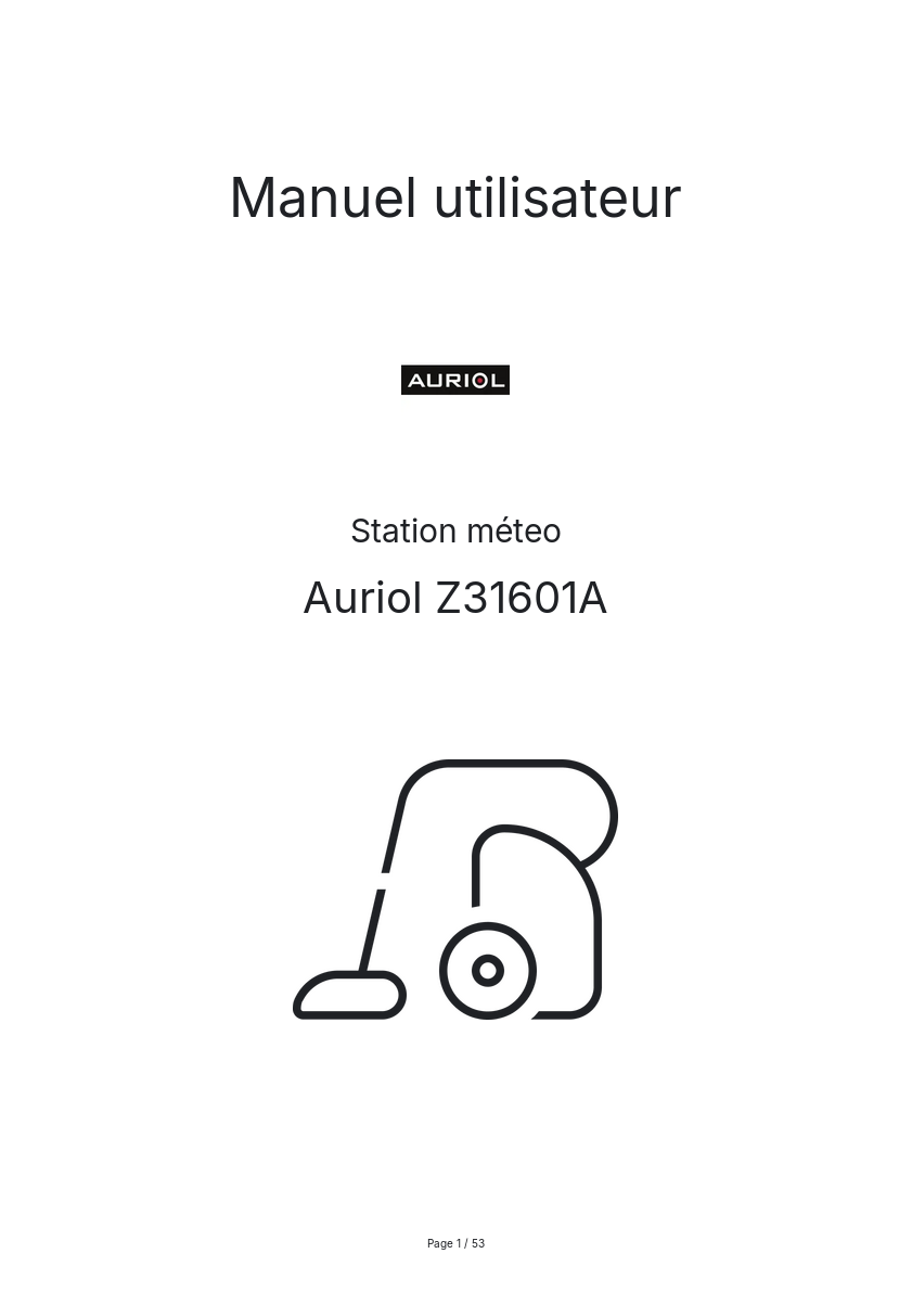 Image de la première page du manuel de l'appareil Z31601A