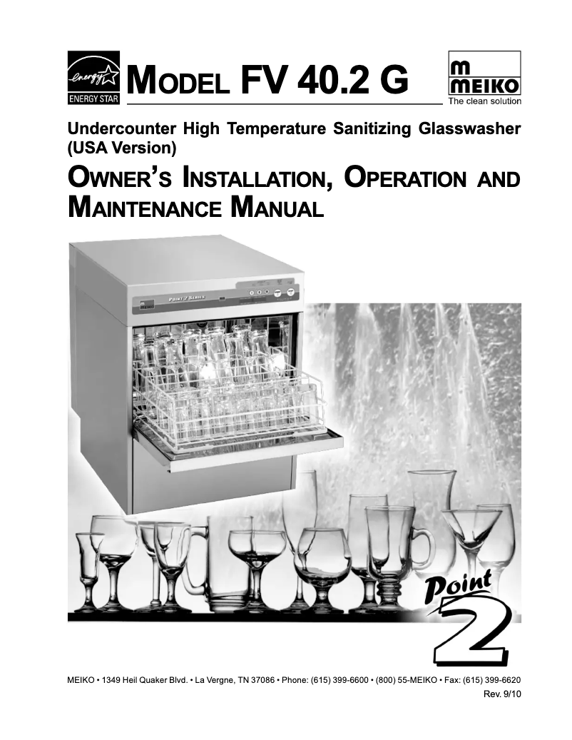 Page n°1 - Manuel utilisateur Meiko FV 40.2 G