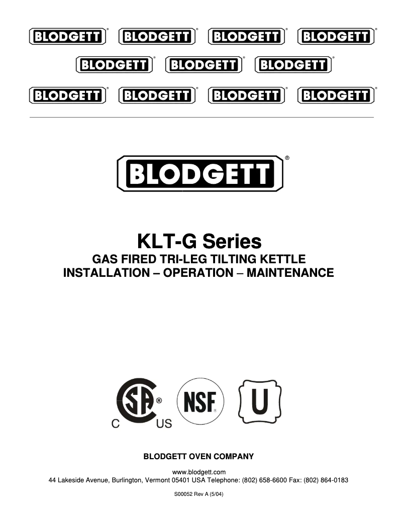 Page n°1 - Manuel utilisateur Blodgett KLT-20G